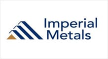 A blue and white logo of imperial metals.