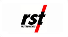 A red and black logo for rst instruments.