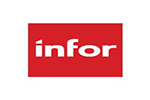 A red and white logo for infor.