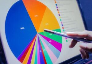 Colorful pie chart data analysis.